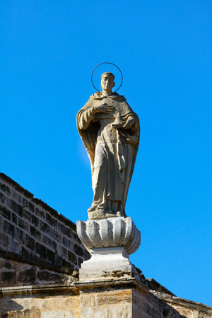 Sculpture of Religious Saint . Stone church statueの写真素材