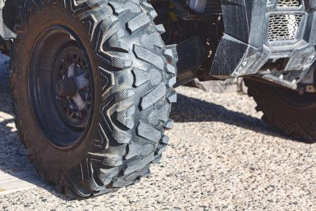 Off Road Tire . Atv Quad with Dirty Wheels