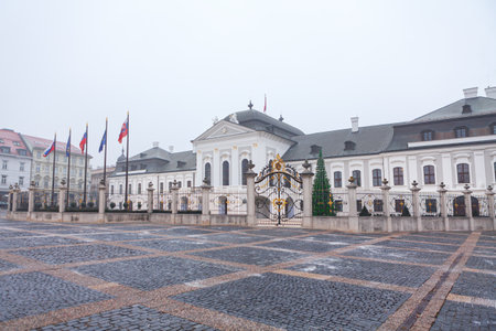 Presidential Palace and city square in Bratislava Slovakiaのeditorial素材