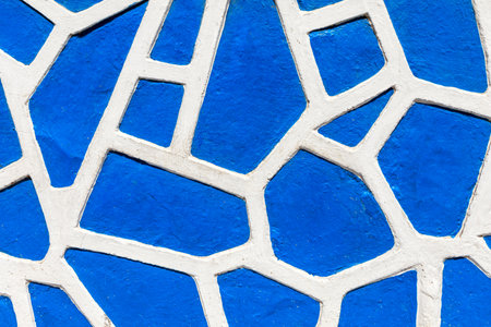 Blue wall with abstract white lines . Painted wall surface with linesの写真素材