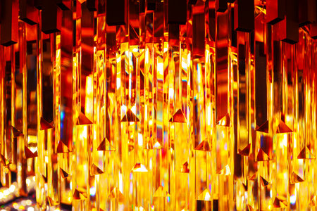 Illuminated crystal luster . Glass background with abstract lightの写真素材