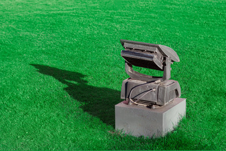 spotlight on the green grassの写真素材