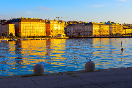 Seaside buildings architecture in Trieste Italy