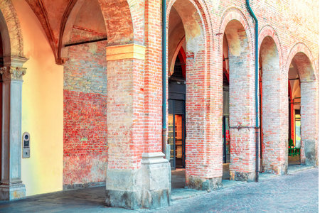 Architecture with arches of the old town in Padova Italy