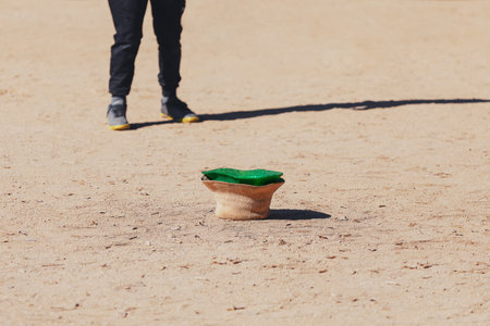 Hat for money on the street . Hat for charityの写真素材