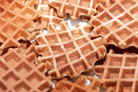 waffle on a white background, close-up, macro.