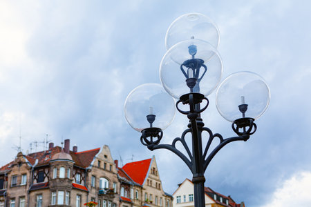 Street lamp in the old town of Wroclaw, Poland.の写真素材