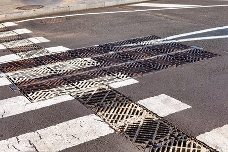 Zebra crossing on a street in the city of Valencia, Spain