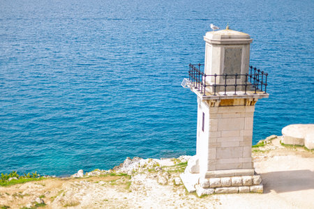 Lighthouse on the coast of the island of Rhodes, Greece.の写真素材
