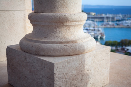 Detail of a column in the port of Marseille, France