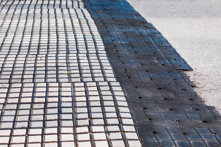 Paving tiles on the ground in the city. Abstract background.の写真素材