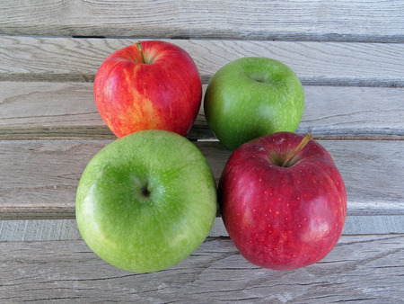 Apple composition isolated on woodの写真素材
