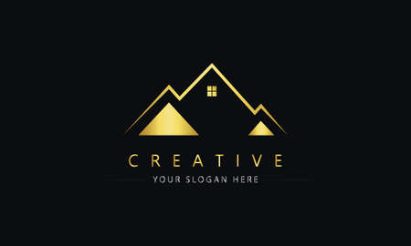 House logo. Modern Real estate logo design concept. Elegant logo design for construction company and house planning.のイラスト素材