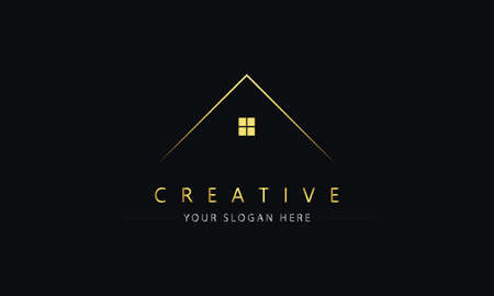 House logo. Modern Real estate logo design concept. Elegant logo design for construction company and house planning.のイラスト素材