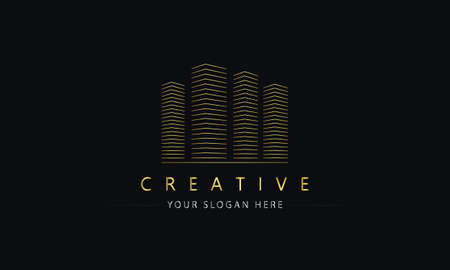 Building logo. Modern Real estate logo design concept. Elegant cityscape logo.のイラスト素材