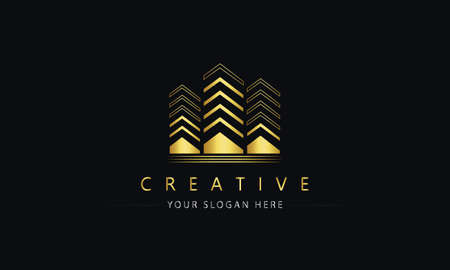 Building logo. Modern Real estate logo design concept. Elegant cityscape logo.のイラスト素材