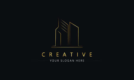Building logo. Modern Real estate logo design concept. Elegant cityscape logo.のイラスト素材