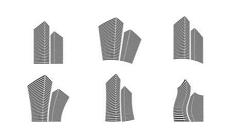 Building logo. Cityscape logo design. Modern unusual cityscape emblem design template.のイラスト素材