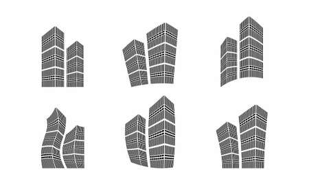 Building logo. Cityscape logo design. Modern unusual cityscape emblem design template.のイラスト素材