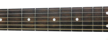 Guitar dark wood fret board and strings 