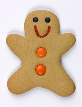 A gingerbread man on white background
