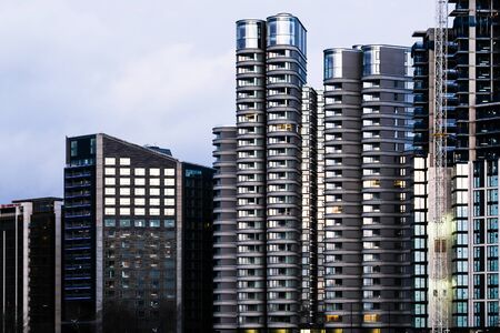 exterior of modern residential appartments on the embankment Londonの写真素材