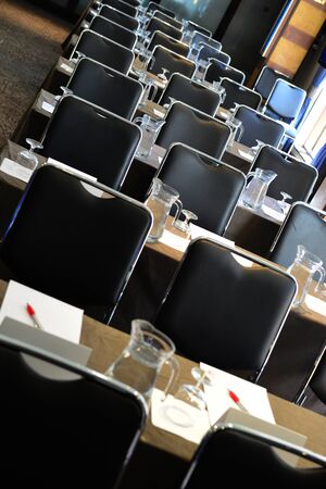empty seating and place at the start of a conference or seminarの写真素材