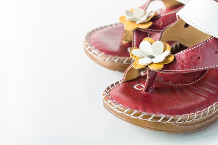 Rubber sandals isolated on white backgroundの写真素材