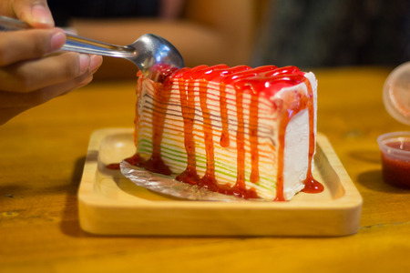 Abstract dessert on the wooden table. selective focus blurred in the other.の写真素材