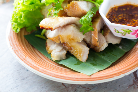 Thailand street food market, meat grilled. Business street food, meal.の写真素材