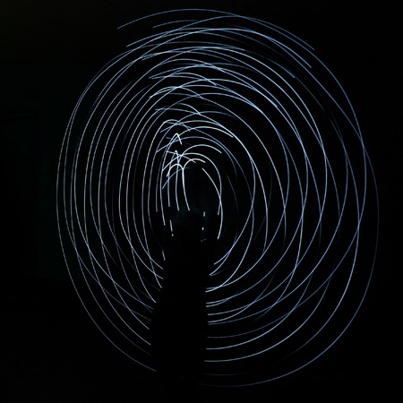 abstraction,light circles on a dark backgroundの写真素材