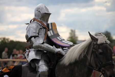 Iron knight sitting on a horse