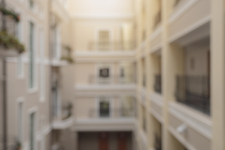 Blured background, courtyard with balconyの写真素材
