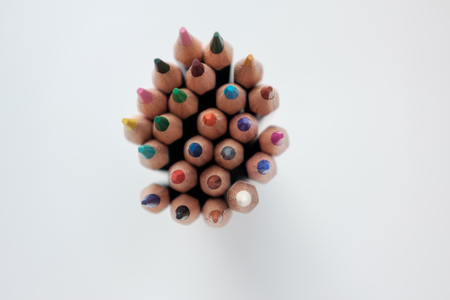 Colour pencils isolated on white background.Close up.の写真素材