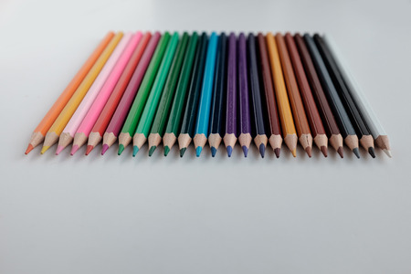 Colour pencils isolated on white background.Close up.の写真素材