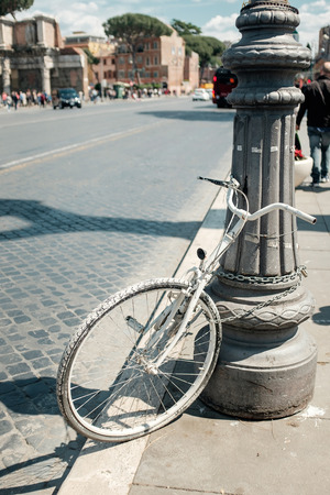 Travel around Italy. bicycle on the streets of Romeの写真素材