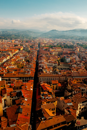 View of the city from the lookout. Journey to Italy. Architecture and sights of Florenceの写真素材