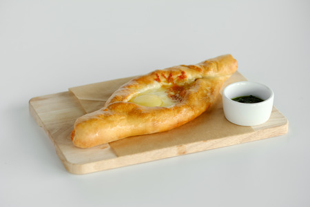 Khachapuri according to Adjarian national Georgian dishの写真素材