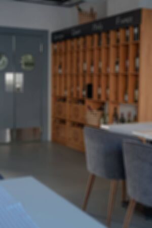 Blurred empty liquor store interior. cafe interior.の写真素材