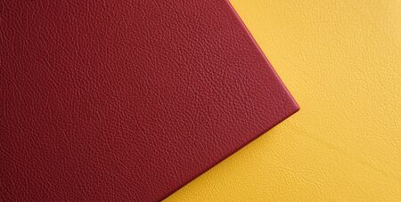 Yellow and red genuine leather. The texture of genuine leather. Cover for photo album or photo book....