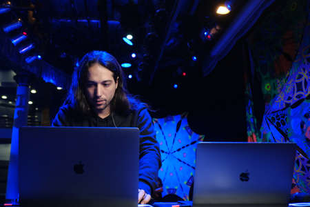 Kazan, Russia - June 28, 2019: performance of the Iranian group Infected Mushroom at the Pyramid Club.のeditorial素材