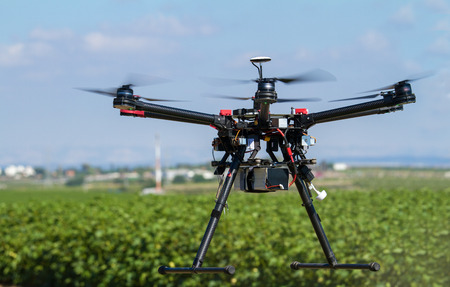 Hexacopter UAV drone in support of agricultureの写真素材