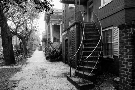 Typical street at Sahannah historic districtの写真素材
