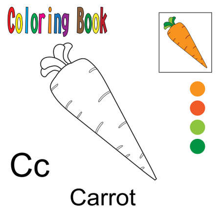Cartoon Carrot. Coloring book with a fruit theme. Vector illustration graphic. Good for children to learn and color.のイラスト素材