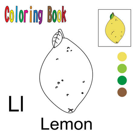 Cartoon Lemon. Coloring book with a fruit theme. Vector illustration graphic. Good for children to learn and color.のイラスト素材