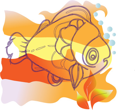 Vector image sad marine fish floating near the surface of the sea gladim のイラスト素材