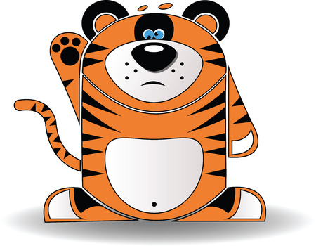 Vector image. A cartoon illustration of a tiger cub with a goofy expression.のイラスト素材