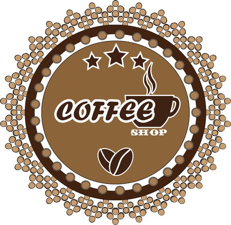 Vector illustration. Brown grunge stamp with coffee cup and the text coffee written insideのイラスト素材