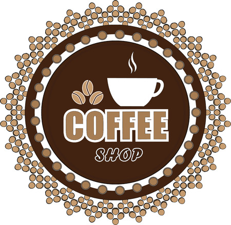 Vector illustration. Brown grunge stamp with coffee cup and the text coffee written insideのイラスト素材