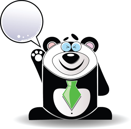 Vector image. Cartoon illustration of happy panda with a white sign.のイラスト素材